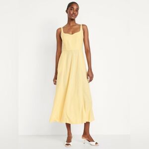 Old Navy Sleeveless Sweetheart Neckline Butter Yellow Maxi Dress Size M Tall